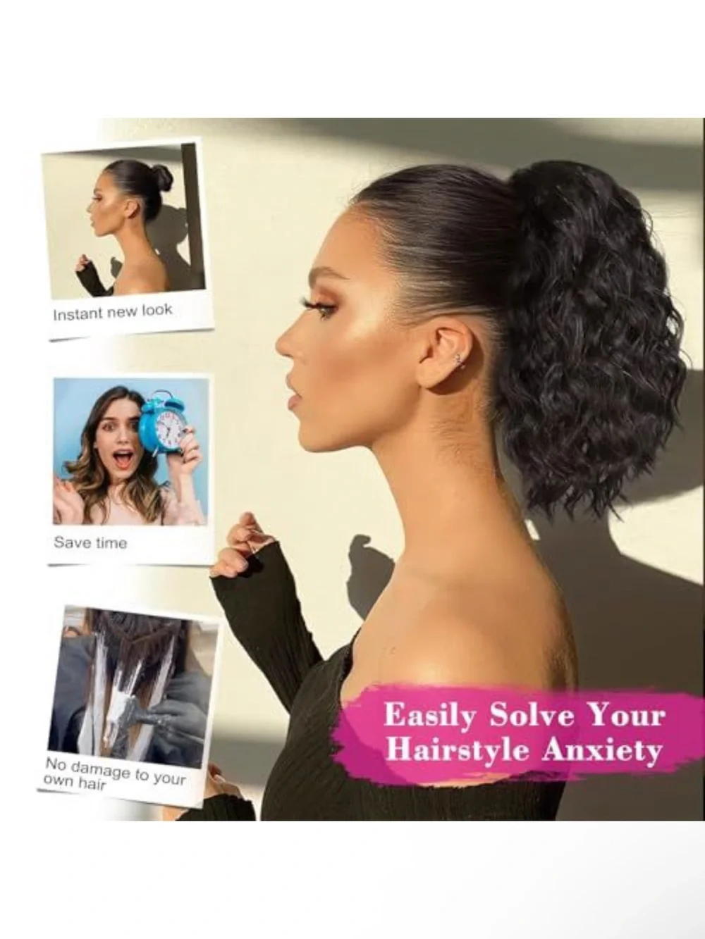 Wavy Burgundy Clip-In Ponytail Extension - Women Hair